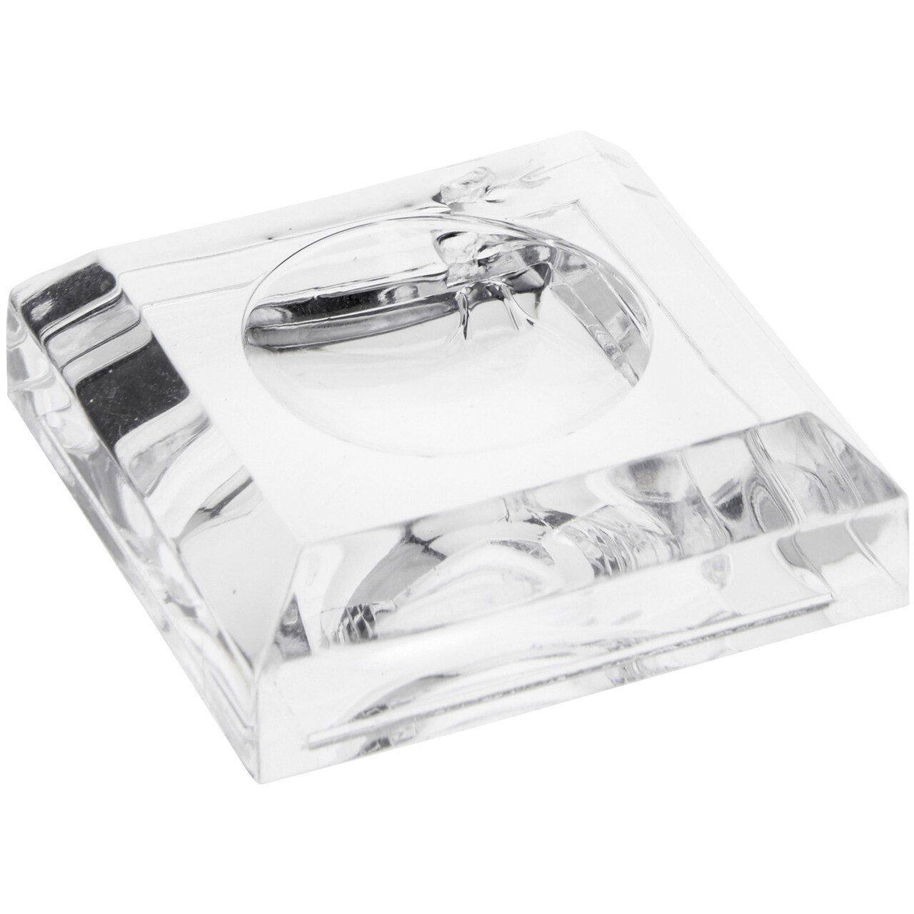 Plymor Clear Acrylic Square Display Base with Indented Circle to Hold Egg, Marble, Ball or Sphere, 1.25" W x 1.25" D x 0.375" H (0.75" Circle)